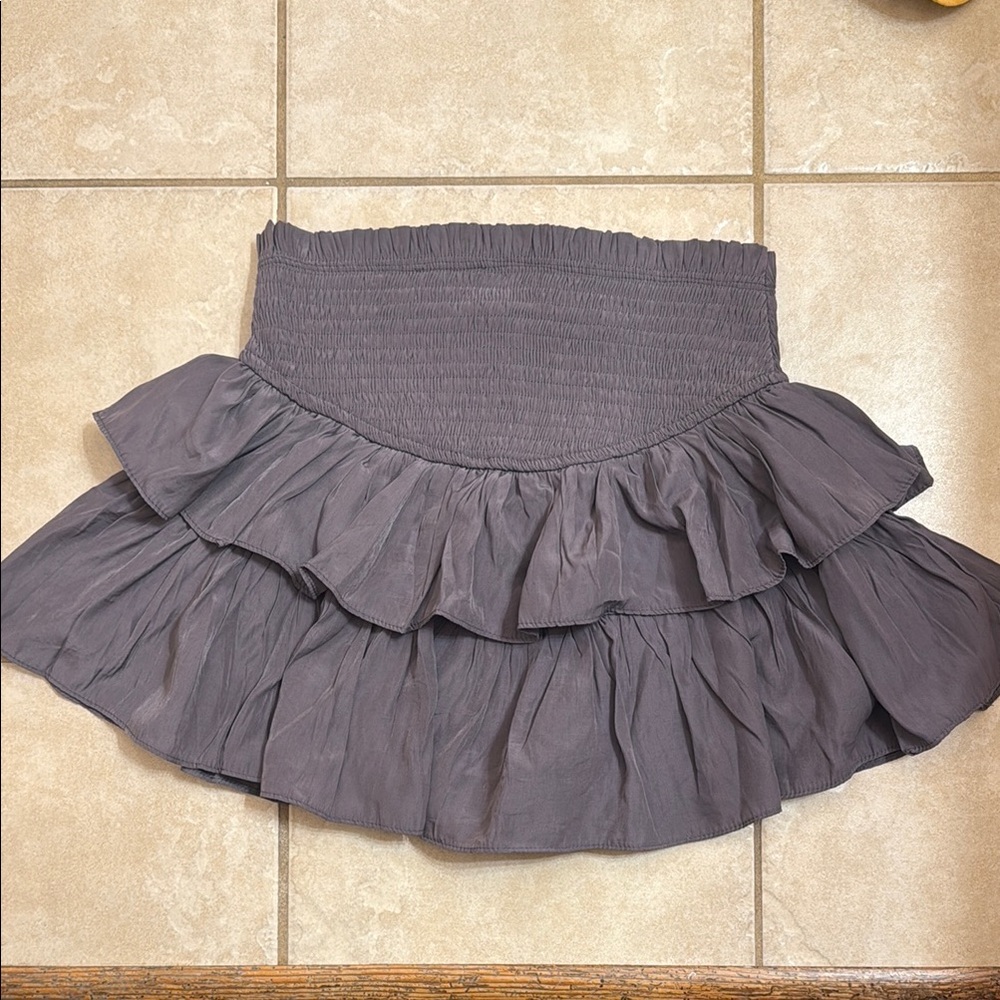The Impeccable Pig Gray Smocked Tiered Mini Skirt